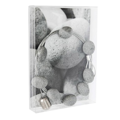 Korthållare med 8 magneter, STONE, 150 cm, Silver / Grå