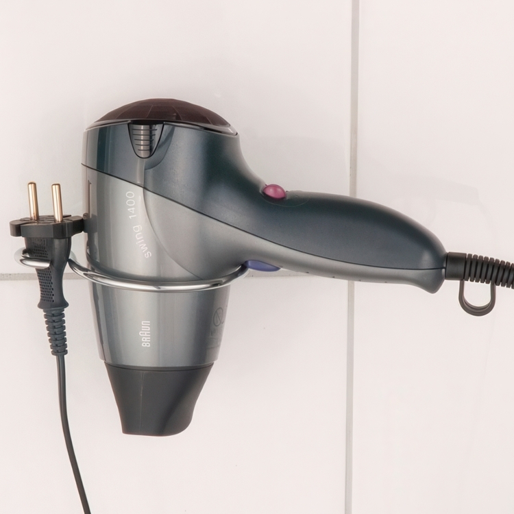 Krok för Hårtork i metall, Väggfast, MILANO, Krom