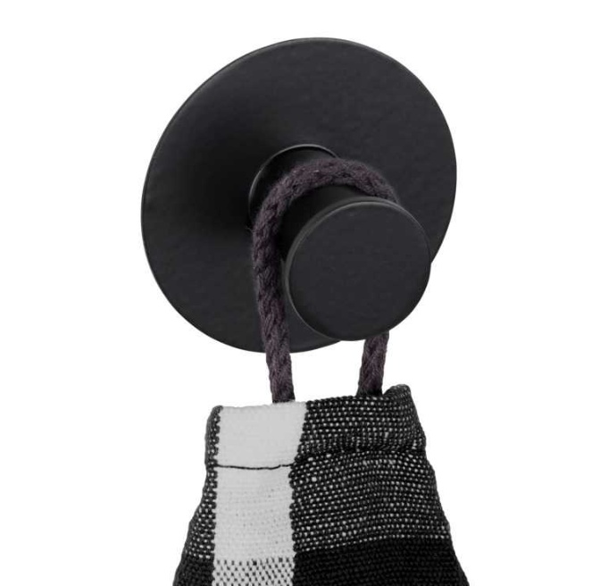 Krok i metall, Självhäftande, Rund, CELANO, Ø 5 x 3,3 cm, Svart
