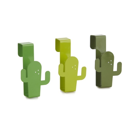 Krokar för över skåpdörr, 3 st, KAKTUSAR, 5,5 x 4 x H 9 cm, Gröna