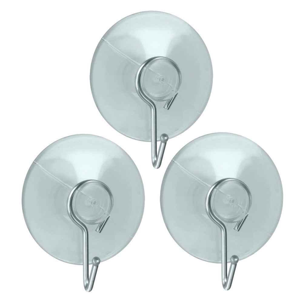 Krokar med sugpropp, 3 st, VENTOUSE, Ø 4 cm, Klar