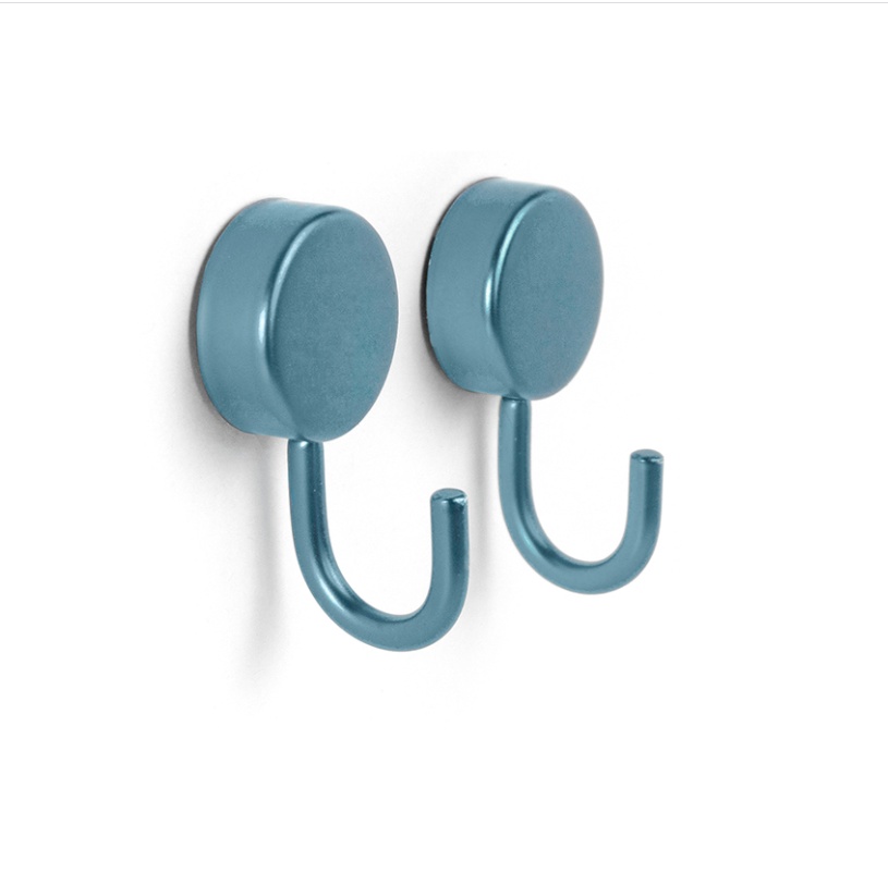 Krokar, Magnetiska, 2 st, PORTA BLUE, Ã˜ 2,5 x H 5 cm, Silverblå