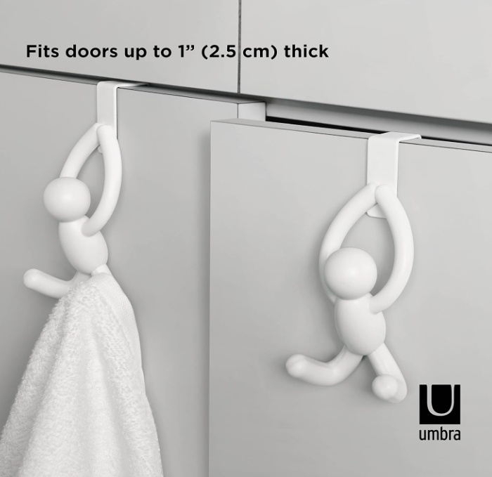 Krokar, över skåpdörr, 2 st, BUDDY CABINET HOOKS, Umbra, Vita