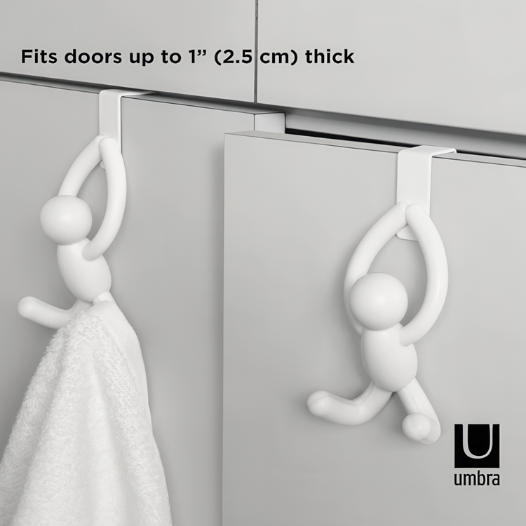 Krokar, över skåpdörr, 2 st, BUDDY CABINET HOOKS, Umbra, Vita