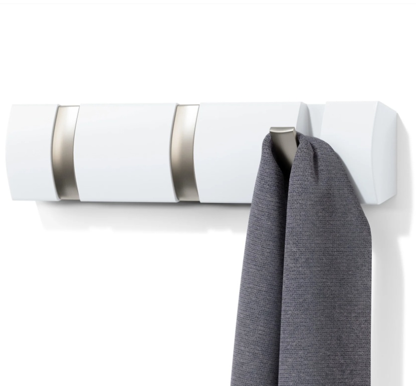 Kroklist med 3 krokar, UMBRA FLIP 3 HOOK, Vit / Silver