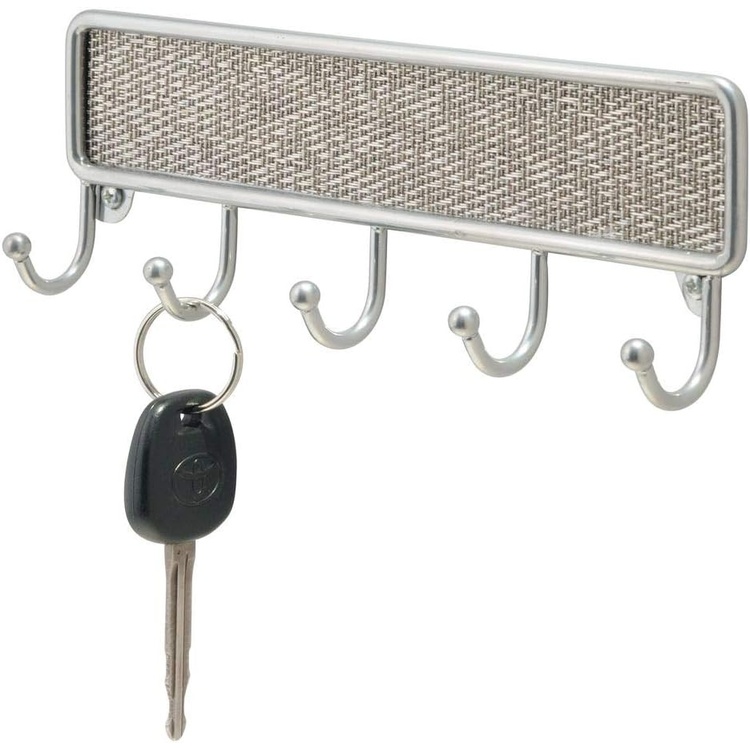 Kroklist med 5 krokar, TWILLO METALLICO, 20,5 x 3 x H 7 cm, Silver