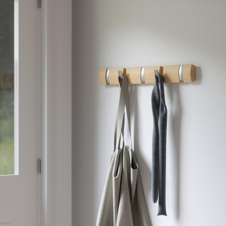 Kroklist med 5 krokar UMBRA FLIP 5 HOOK 51 x H 6,5 cm Natur / Silve