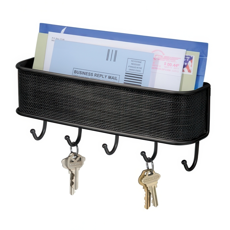 Kroklist med förvaring,, TWILLO WALL LETTER RACK, Svart