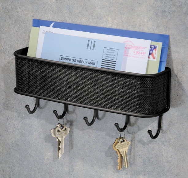 Kroklist med förvaring,, TWILLO WALL LETTER RACK, Svart