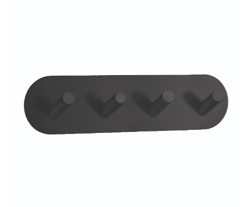 Kroklist, 4 krokar, Självhäftande, BESLAGSBODEN, 19,2 x H 4,8 cm, Svart