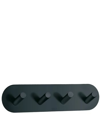 Kroklist, 4 krokar, Självhäftande, BESLAGSBODEN, 19,2 x H 4,8 cm, Svart