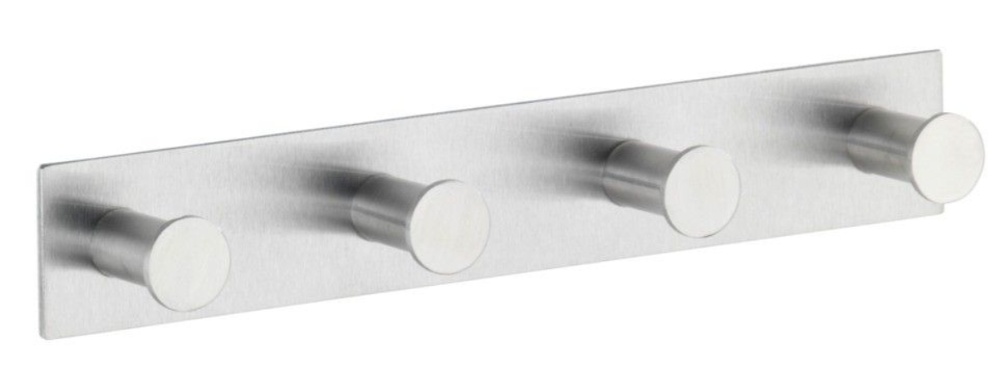 Kroklist, 4 krokar, Självhäftande, Metall, CELANO QUADRO, Silver