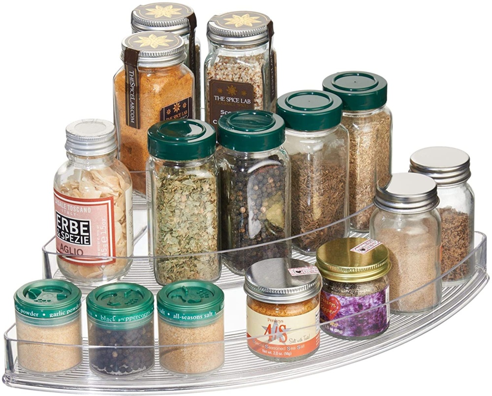 Kryddhylla för hörn, i 3 plan, CORNER SPICE RACK, 35,5 x x 25,5 x H 10 cm, Transparent