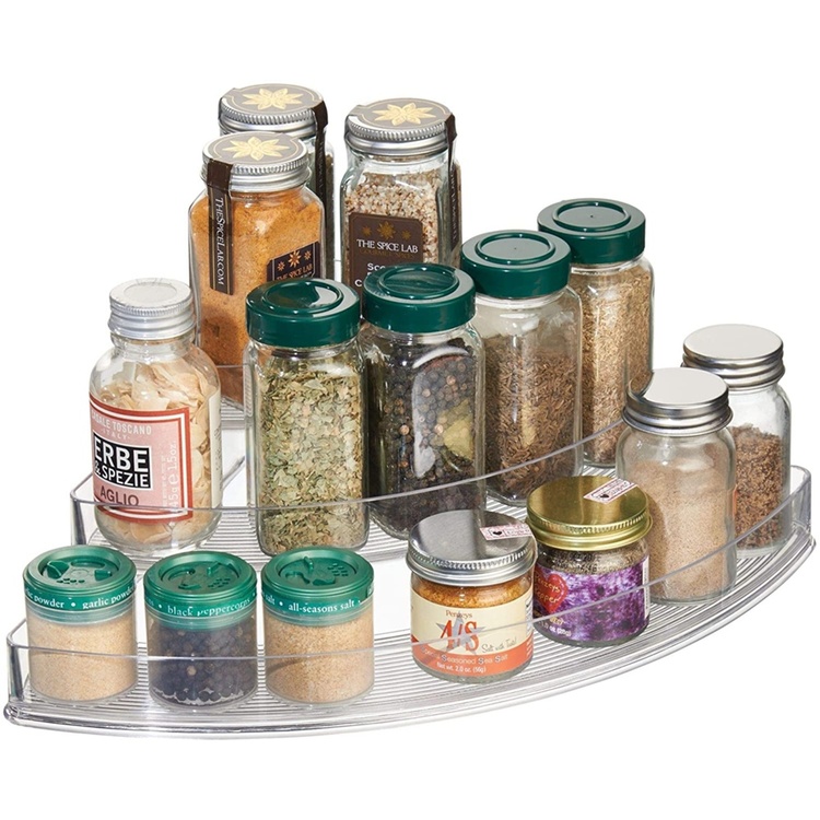 Kryddhylla för hörn, i 3 plan, CORNER SPICE RACK, 35,5 x x 25,5 x H 10 cm, Transparent
