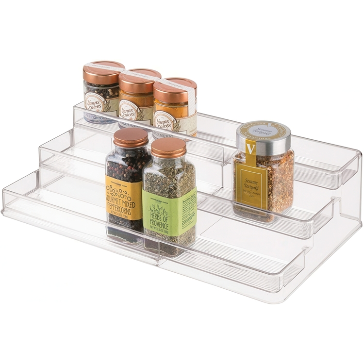Kryddhylla i 3 plan, Utdragbar, ID CABINET ORGANIZER, 42,5 till 66,5 cm, Transparent