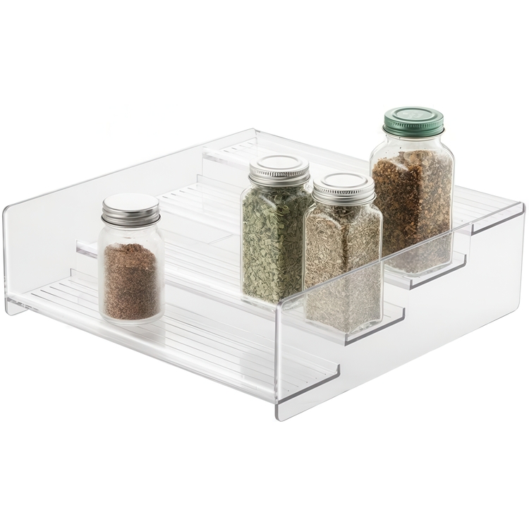 Kryddhylla i 4 plan, med kant, STADIUM SHELF, 27,3 x 28 x H 9 cm, Klar