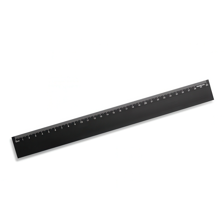 Linjal i aluminium, 30 cm, DESKSTORE SIZE BLACK, Svart