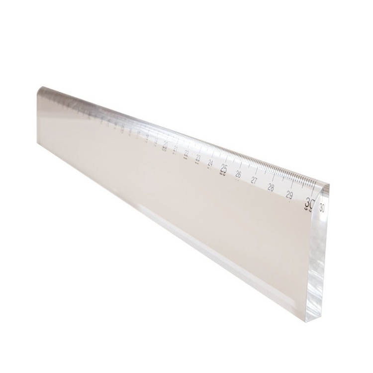Linjal i kraftig akryl, CRISTAL CLEAR, 30 cm, Klar