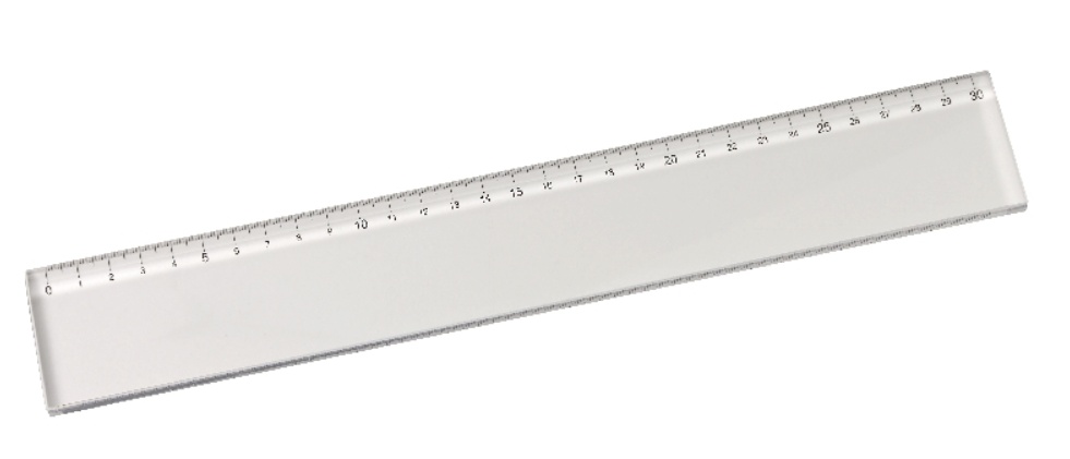 Linjal i kraftig akryl, CRISTAL CLEAR, 30 cm, Klar