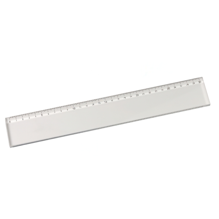 Linjal i kraftig akryl, CRISTAL CLEAR, 30 cm, Klar