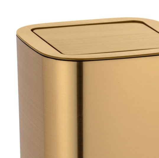 Liten Papperskorg med vipplock, 5,5 L, GLOSSY AURON, 17,2 x 17,2 x H 25,5 cm, Guld