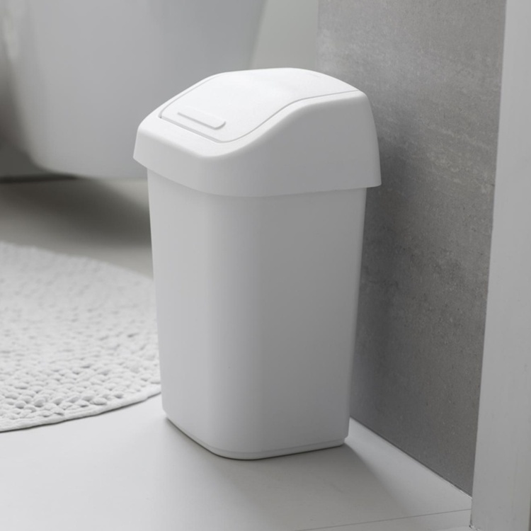 Liten Papperskorg med vipplock, ORTHEX 10 L, 25 x 21 x H 37 cm, Vit