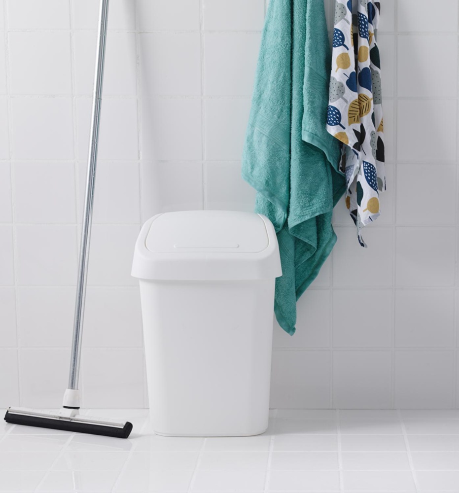 Liten Papperskorg med vipplock, ORTHEX 10 L, 25 x 21 x H 37 cm, Vit
