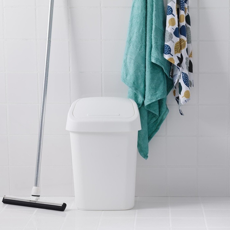 Liten Papperskorg med vipplock, ORTHEX 10 L, 25 x 21 x H 37 cm, Vit