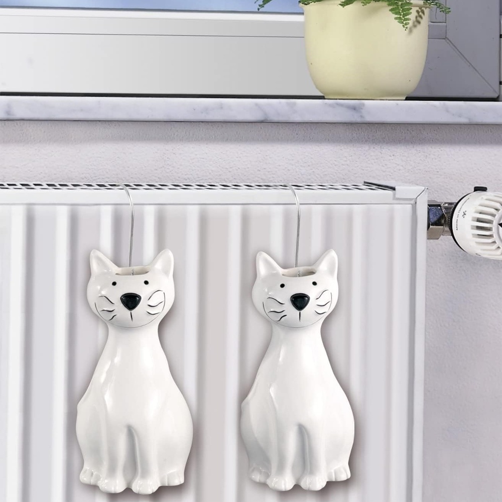 Luftfuktare för element i Keramik, 2 st, NICE WHITE CATS, Vita