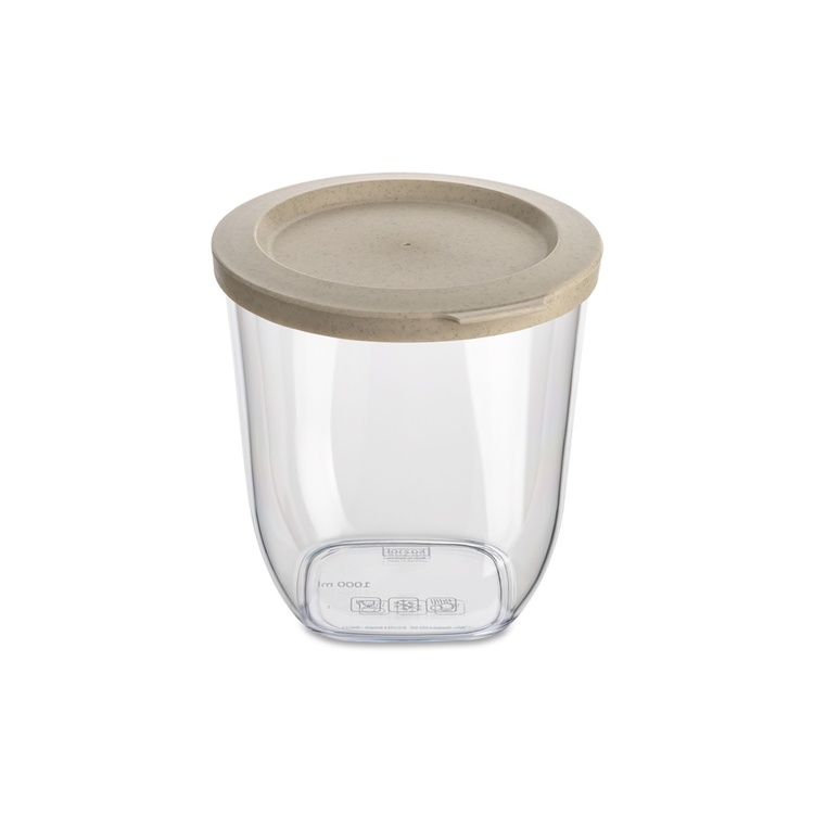 Lufttät behållare, 1 Liter, KOIZOL CONNECT ORGANIC DRY STORAGE SMALL, Klar / Beige