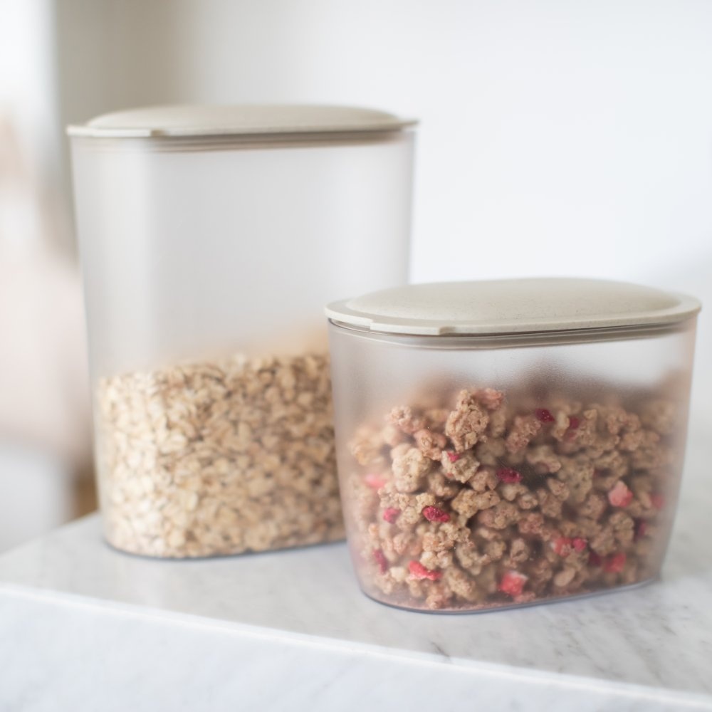 Lufttät behållare, 2,5 Liter, KOIZOL CONNECT ORGANIC OVAL STORAGE LARGE, Transparent / Beige