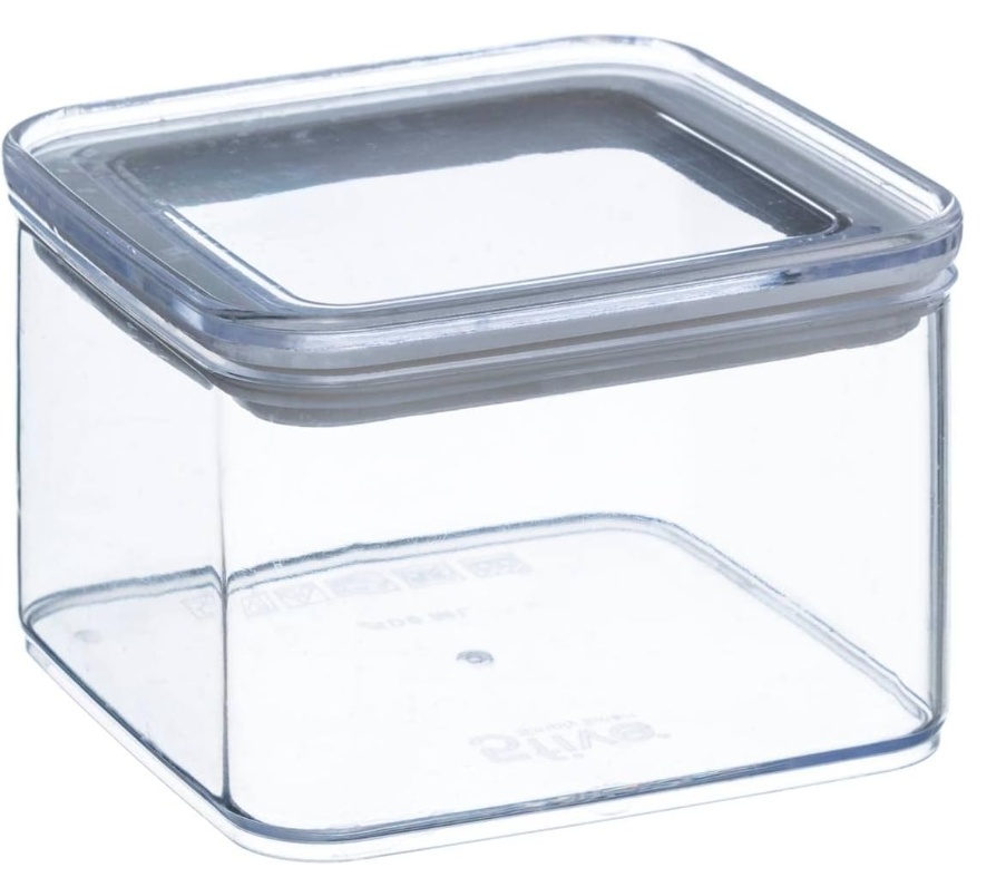 Lufttät behållare, Fyrkantig, 0,5 L, ESKE SMALL, 10,4 x 10,4 x H 7 cm, Klar / Vit