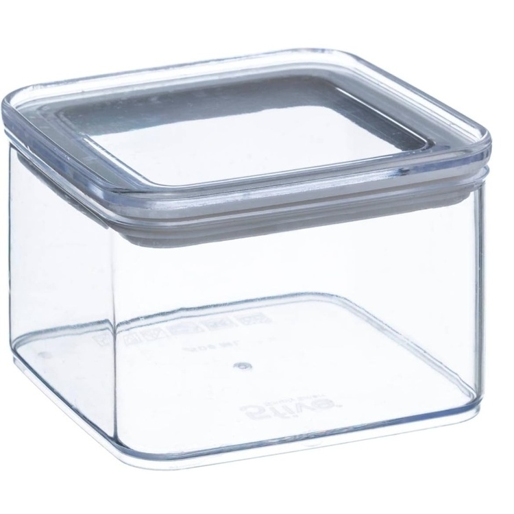 Lufttät behållare, Fyrkantig, 0,5 L, ESKE SMALL, 10,4 x 10,4 x H 7 cm, Klar / Vit