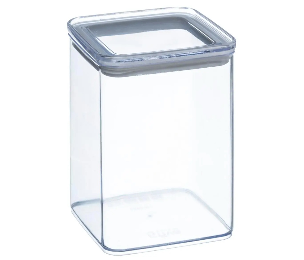 Lufttät behållare, Fyrkantig, 1 L, ESKE MEDIUM, 10,4 x 10,4 x H 14 cm, Klar / Vit