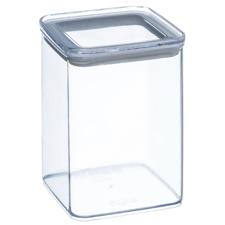 Lufttät behållare, Fyrkantig, 1 L, ESKE MEDIUM, 10,4 x 10,4 x H 14 cm, Klar / Vit