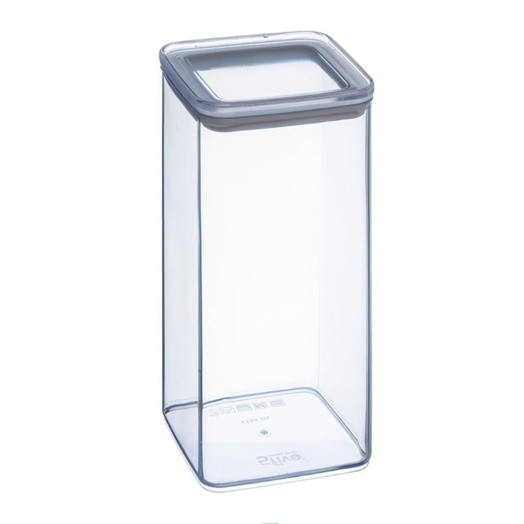 Lufttät behållare, Fyrkantig, 1,5 L, ESKE LARGE 10,4 x 10,4 x H 20,5cm, Klar / Vit