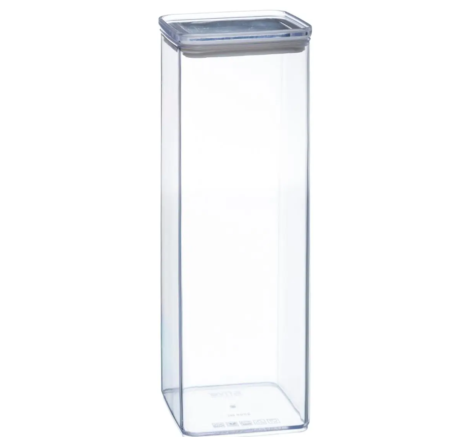 Lufttät behållare, Fyrkantig, 2 L, ESKE XL, 10,4 x 10,4 x H 27,5cm, Klar / Vit