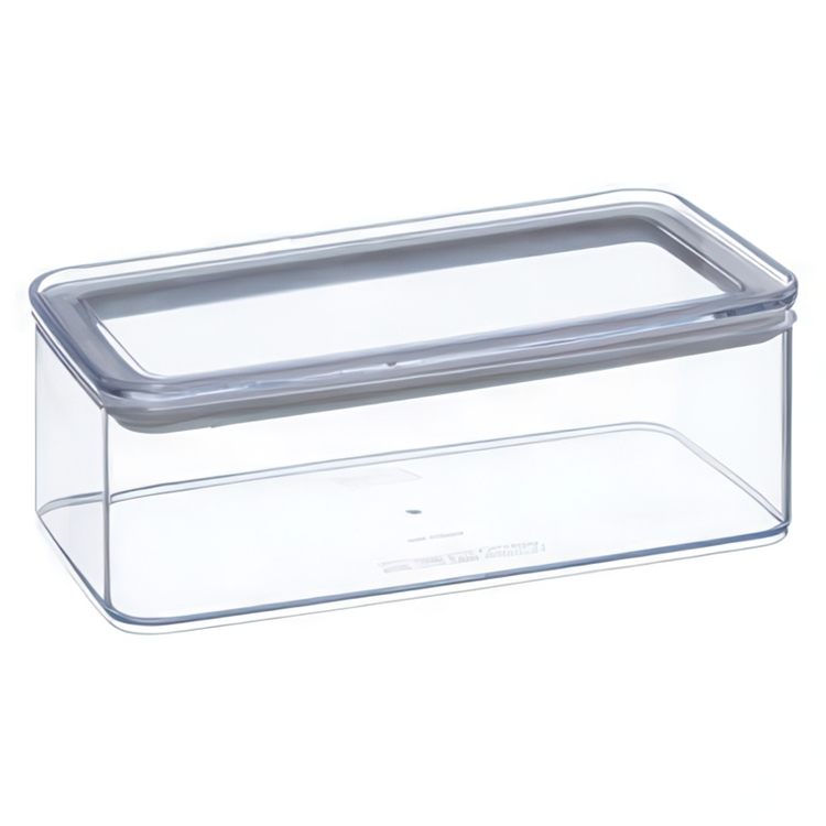 Lufttät behållare, Rektangulär, 1 L, ESKE SMALL, 20,4 x 10,4 x H 7 cm, Klar / Vit