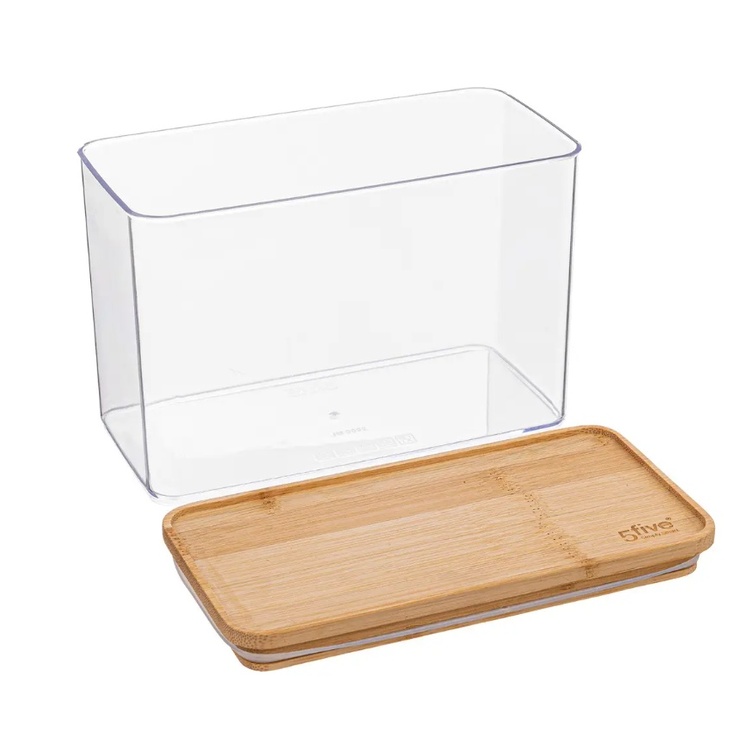 Lufttät behållare, Rektangulär, 2 L, ESKE BAMBOO MEDIUM, 20,4 x 10,4 x H 13,6 cm, Klar / Nature