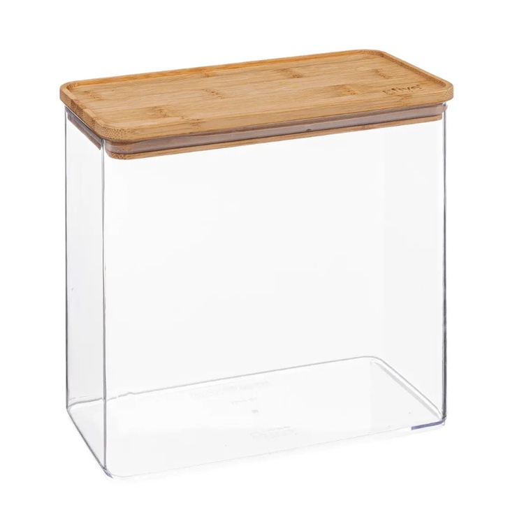 Lufttät behållare, Rektangulär, 3 L, ESKE BAMBOO LARGE, 20,4 x 10,4 x H 20,5 cm, Klar / Natur