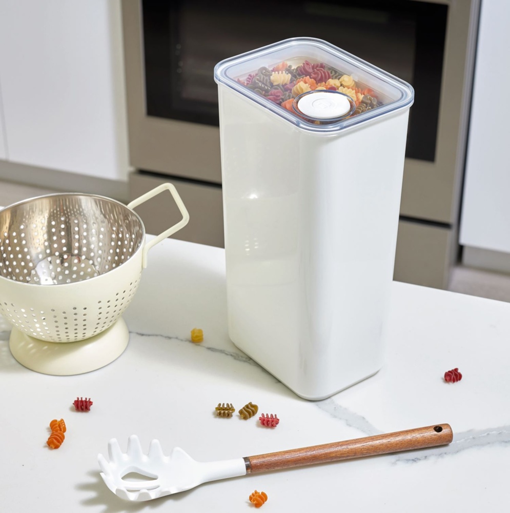 Lufttät Förvaringsburk, iD POUR LID XL CANISTER, 12,1 x 16,2 x H 29,5 cm, Vit / Transparent