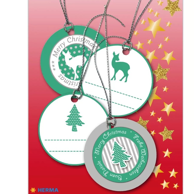 Lyxiga Hängetiketter med Julmotiv, 4 st,  3D  CHRISTMAS GIFT TAGS, Ø 5