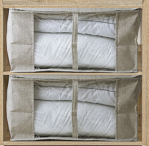 Låda / Väska för täcken, Mjuk, ORGA STORAGE BAG, 60 x 30 x H 45 cm, Beige-grå