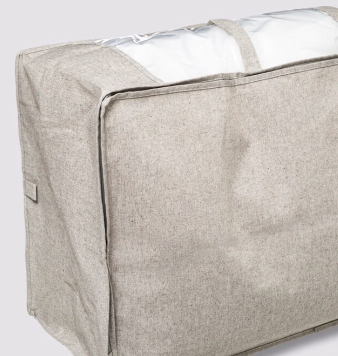 Låda / Väska för täcken, Mjuk, ORGA STORAGE BAG, 60 x 30 x H 45 cm, Beige-grå