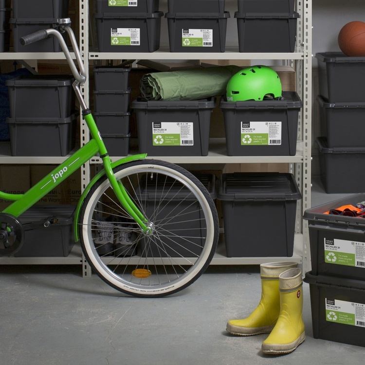 Låda av återanvänd plast, SMARTSTORE 66L RECYCLED XL, 59 x 39 x H 43 cm, Grå