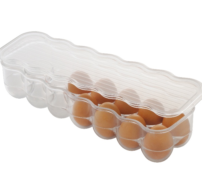Låda för 14 Ã„gg, Smal, FRIDGE BINZ, 36 x 11 x H 7,6 cm, Transparent