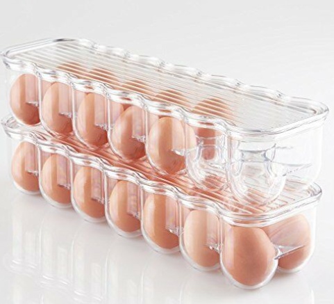 Låda för 14 Ã„gg, Smal, FRIDGE BINZ, 36 x 11 x H 7,6 cm, Transparent