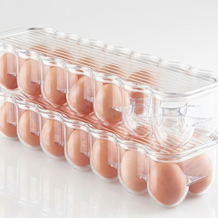 Låda för 14 Ã„gg, Smal, FRIDGE BINZ, 36 x 11 x H 7,6 cm, Transparent