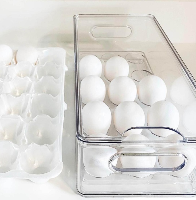 Låda för 15 Ägg, THE HOME EDIT EGG BIN, 15,2 x 30,5 x H10,8 cm, Transparent