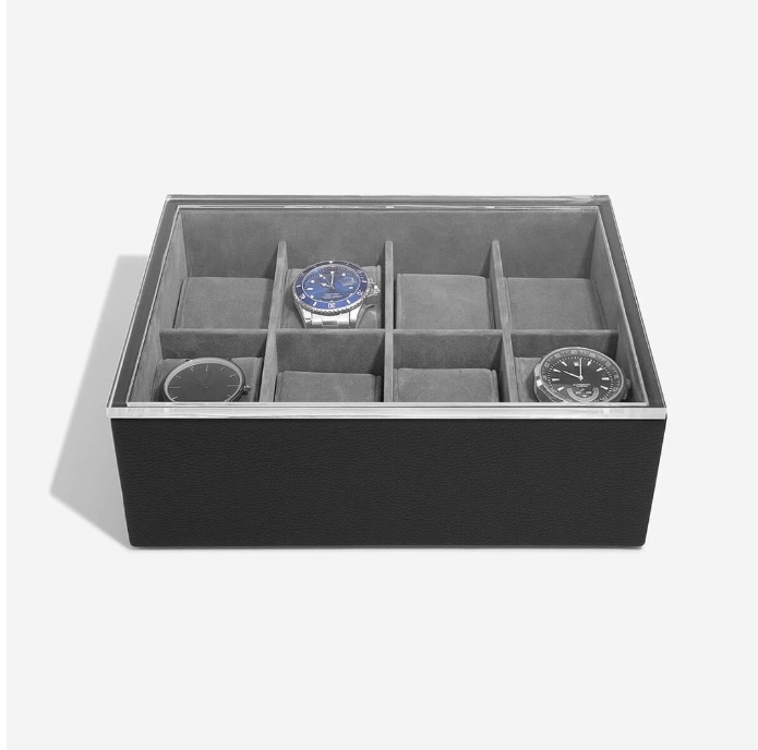 Låda för klockor med displaylock, STACKERS WATCH BOX, 18 x 26 x H 9,5 cm Svart